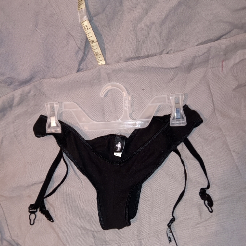 Morbid Threads Black Tanga Women LG with garters NWOT